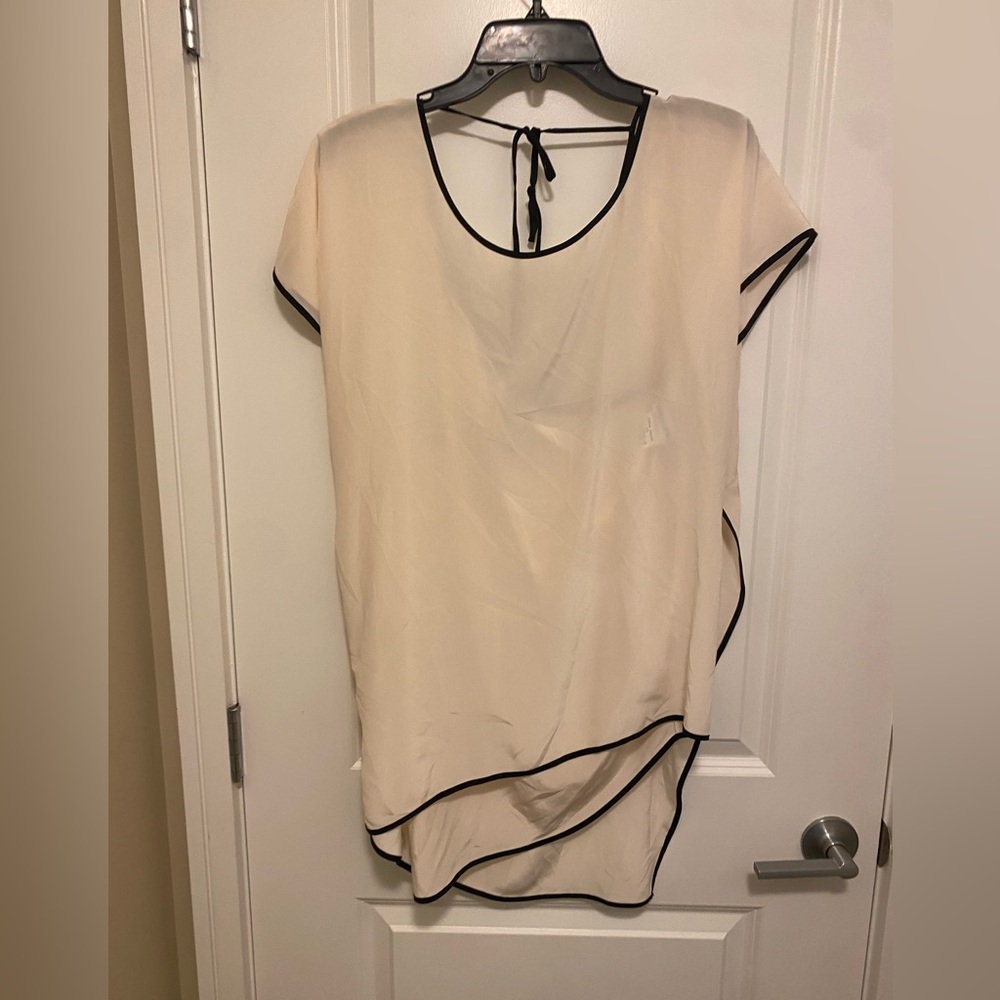 Scanlan Theodore Cream Silk Drape Blouse